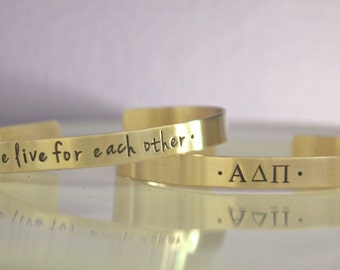 Alpha Delta Pi Bracelet - Sorority Cuff Bracelet, Sorority Bangle Bracelet, Sorority Recruitment, Big Sis Little Sis, ADPi Big Little Gift