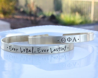 Theta Phi Alpha Bracelet - Sorority Cuff Bracelet, Sorority Bangle Bracelet, Sorority Jewelry, Big Sis Little Sis Gift
