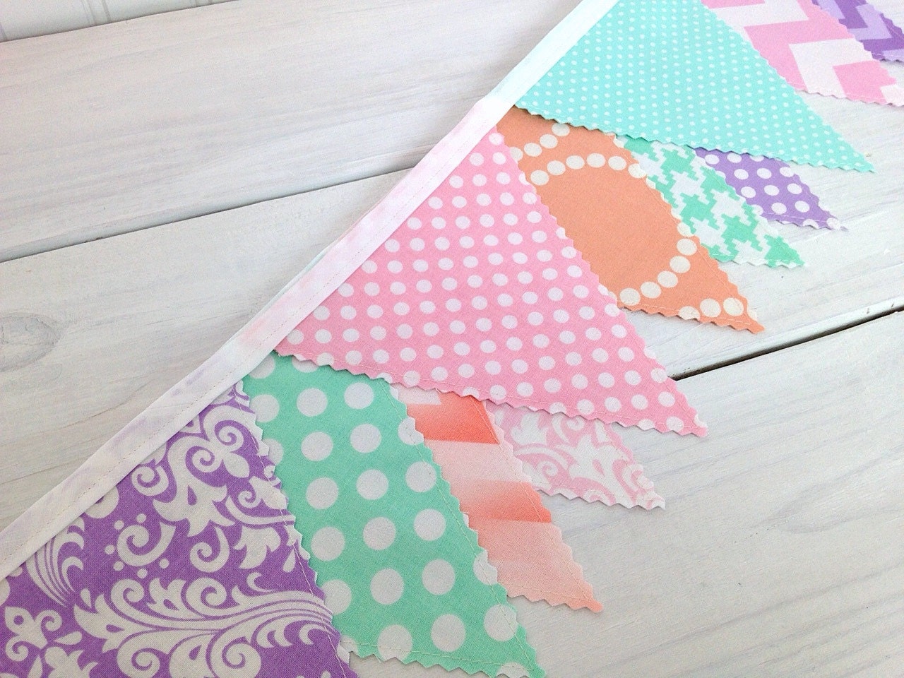 Bunting Banner Fabric Flags Baby Girl Nursery by thespottedbarn