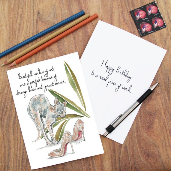 Sphynx Cat Birthday Card Cat with Louboutin by FoxFernStudios