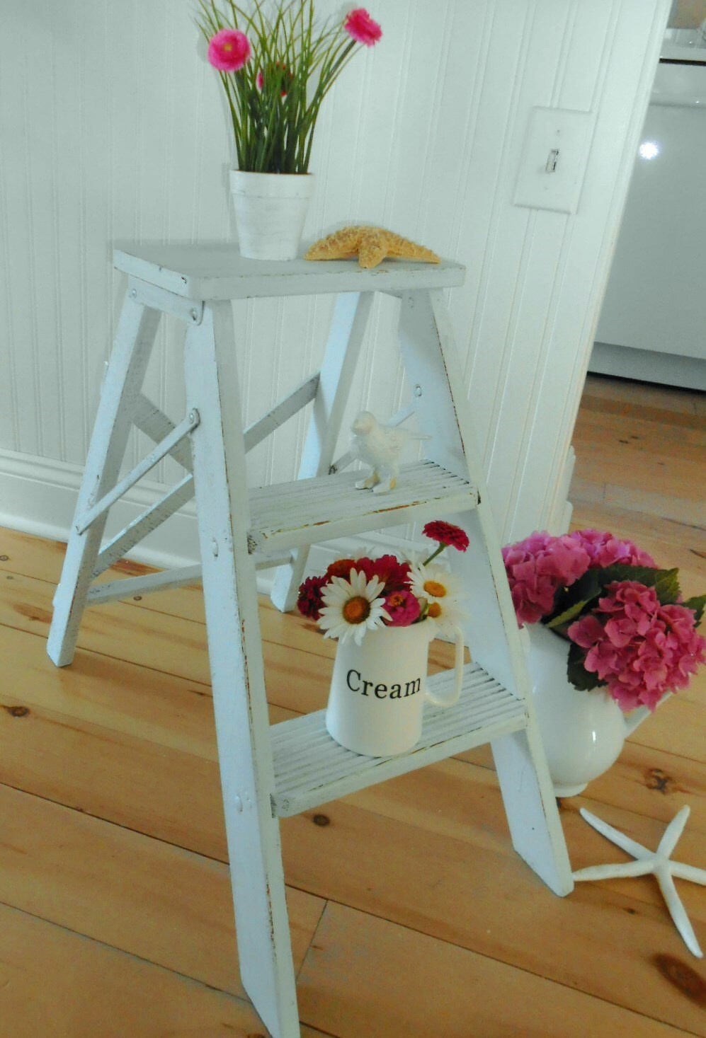 shabby chic step ladder shelf painted furniture Haute Juice