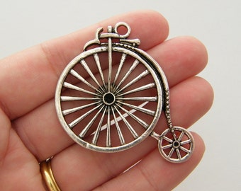2 Penny farthing bicycle antique silver tone TT14