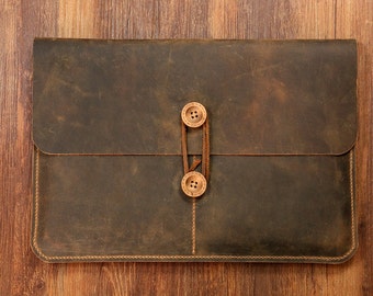 Vintage Distressed genuine leather macbook sleeve case for new macbook 12 " / macbook air 11 " 13 " / macbook pro retina cover bag MACX05C-N