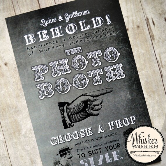 Photo Booth Poster Vintage Chalkboard Design 11x17