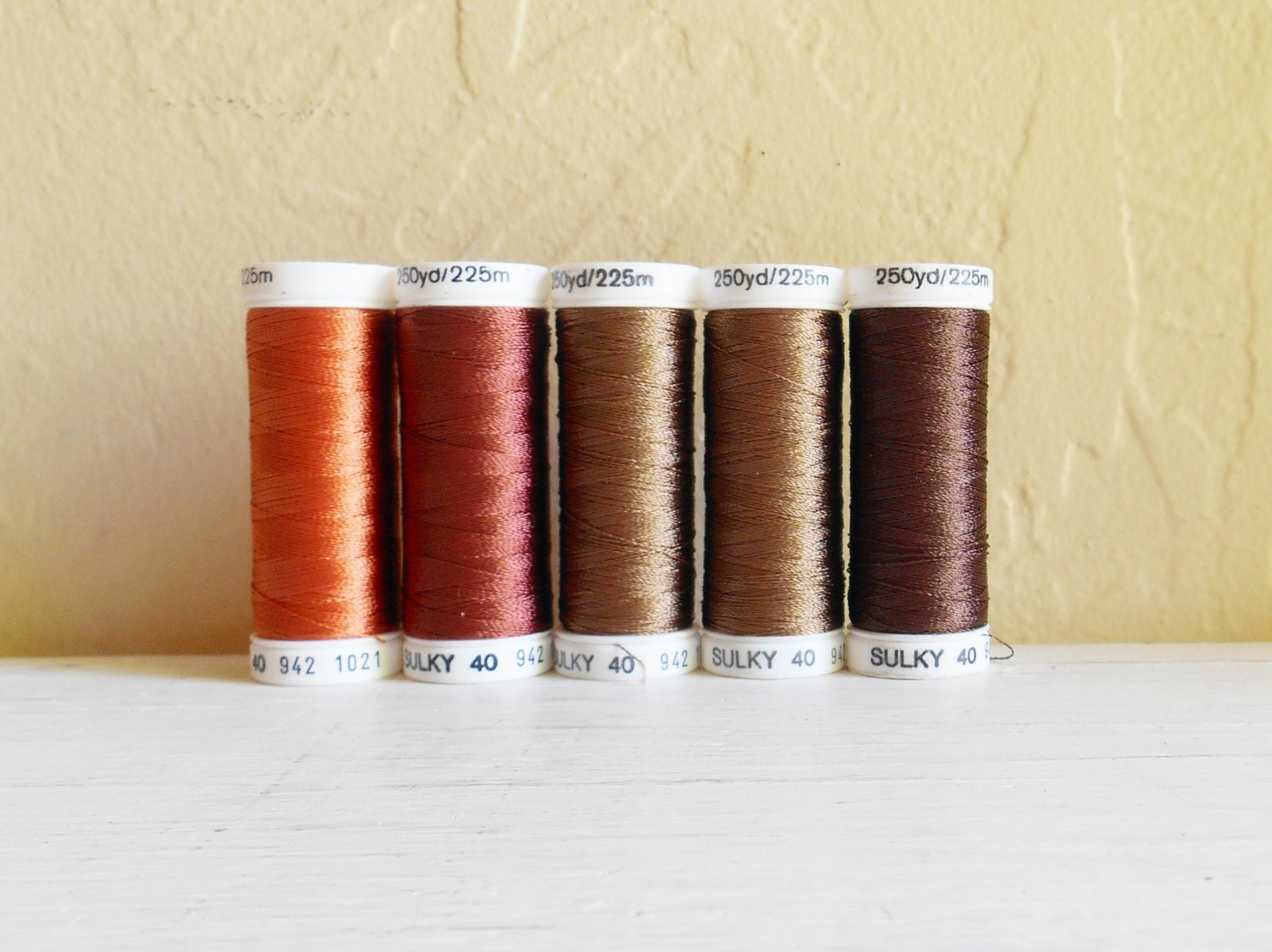 Set Of Five Brown Shades Of Sulky Rayon Embroidery Thread from ...