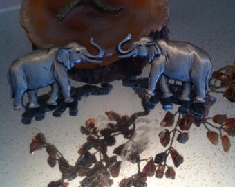 Vintage jj earrings elephants silver tone marked