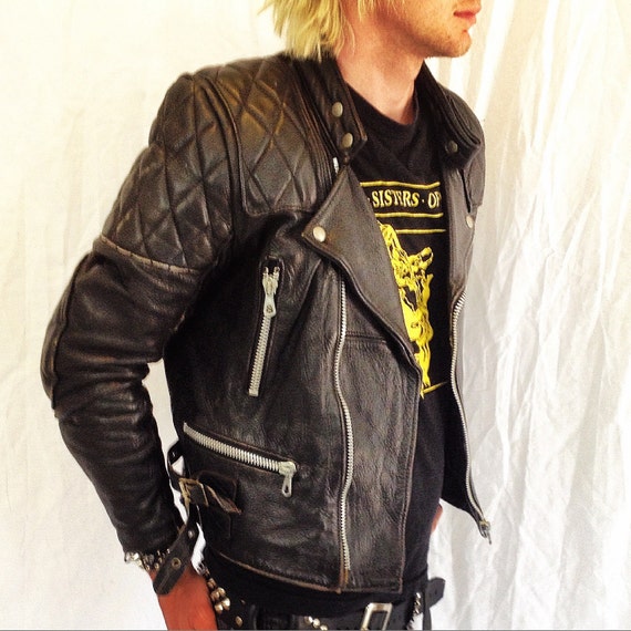 Vintage 70s BRITISH BIKER PUNK leather jacket mens 38 40 42