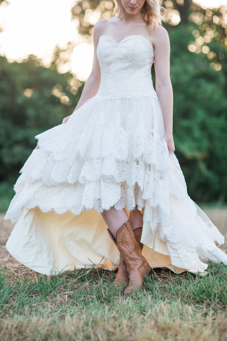 Country Wedding Dress with Lace High Low by thepeppermintpretty