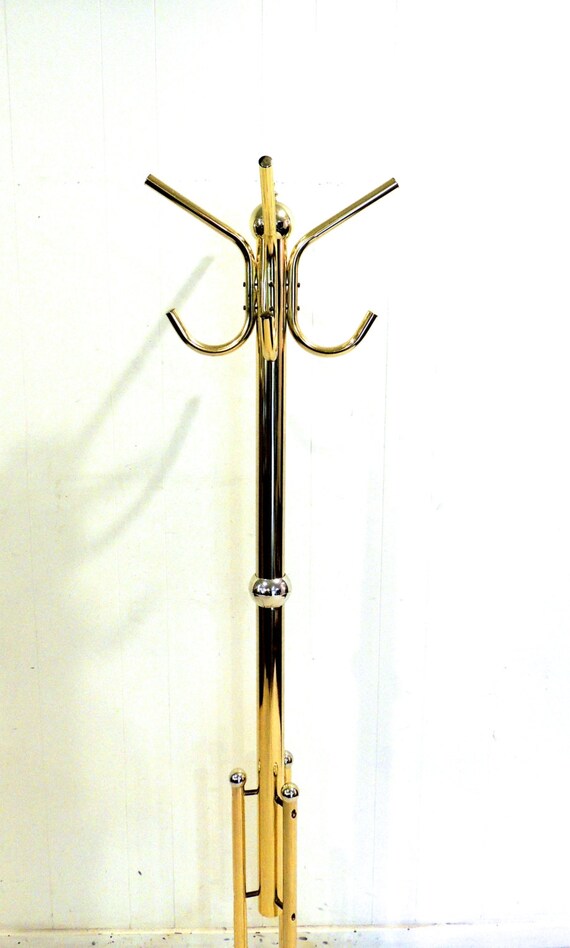 vintage brass hall tree 1950s60s mid century brass standing