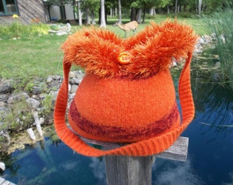 11-1030 handknit felted wool purse tote handbag f.s.