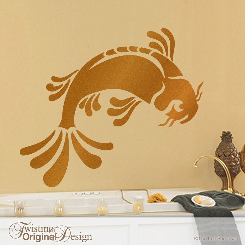 Large Koi Fish Wall Decal Art Asian Bathroom Decor by Twistmo