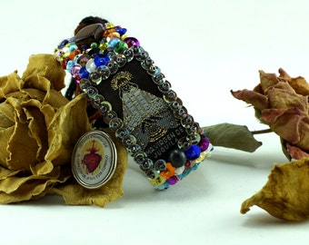 Lady of Juquila saints embroidered bracelet