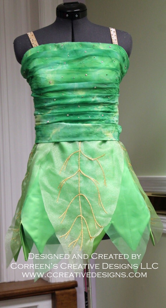 Tinkerbell Gathered Bodice Leaf Dress Tinkerbelle inspired