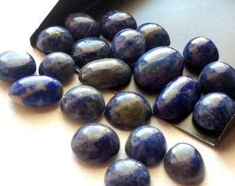 Lapis Lazuli - Blue Laps Lazuli Cabochons, Plain Cabochons, Original AAA Lapis Lazuli Gems, Lapis Oval Gems, 8-12mm - 9 Pieces