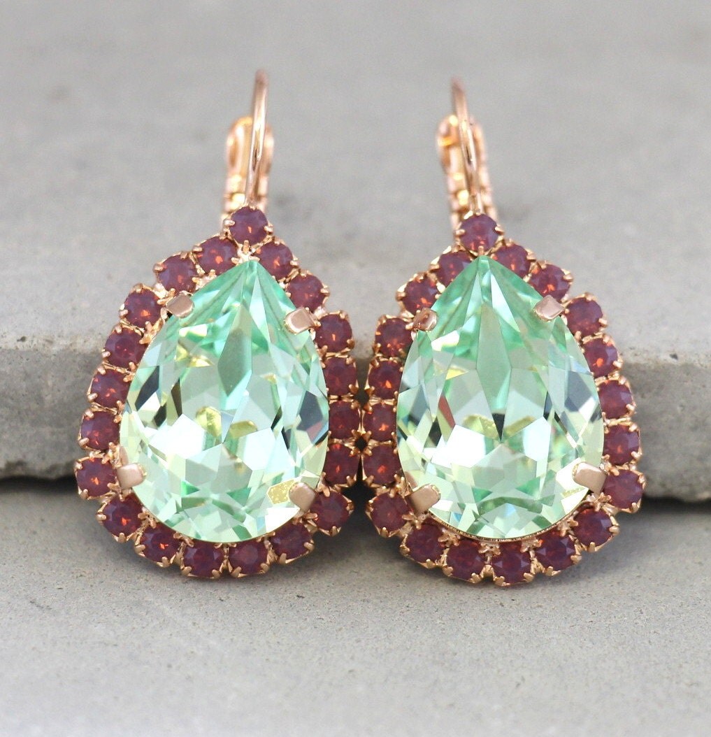 Mint Drop EarringsSwarovski Crystal EarringsMint Crystal