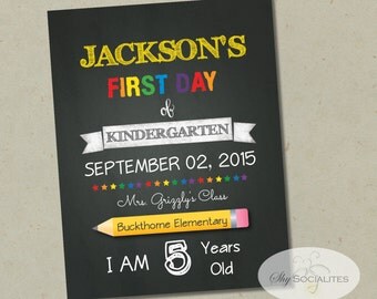 First Day of School Chalkboard Print | Editable Text, DIY, Art Print, Chalkboard Sign, Kindergarten, Grade School | INSTANT DOWNLOAD