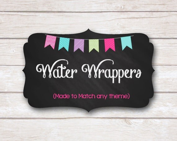 Water Wrappers. Beverage Wrappers. Made to Match. Party Printable. Il_570xn
