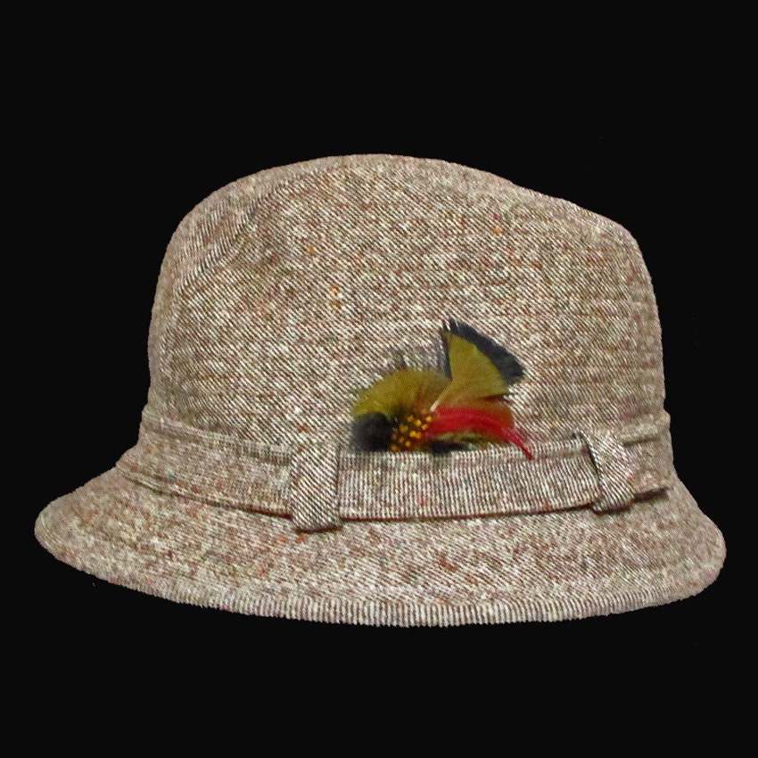 Men's Vintage Tweed Bucket Hat 70s Crushable Traveler