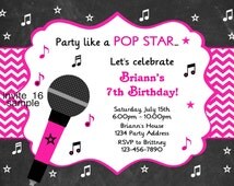 Popular items for pop star invitation on Etsy