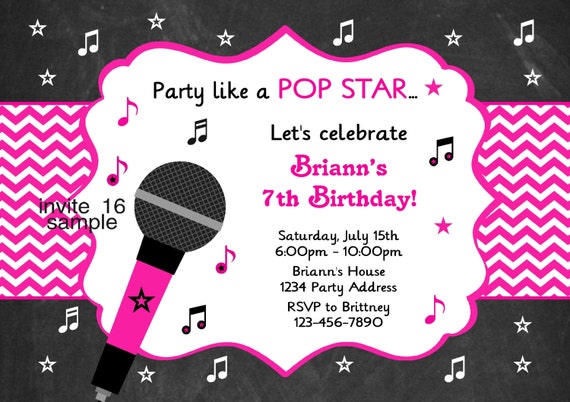 Pop Star Invitations 9