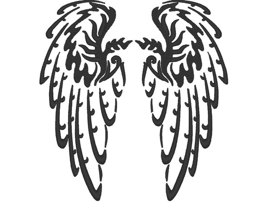 Angel wings machine embroidery designs 5x7 6x10 8x12