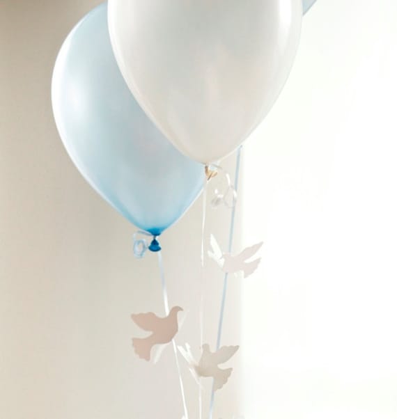 Cross Balloon Centerpiece With Flying Doves : Baptism decorations flying doves balloons bouquet