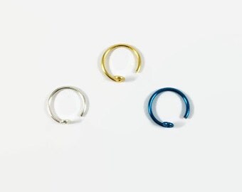 Fake Nose Rings qty 3 -Fake Nose Rings - Faux Nose Ring - Clip on Nose Ring - hoop nose ring - slide on nose ring - nose ring hoop