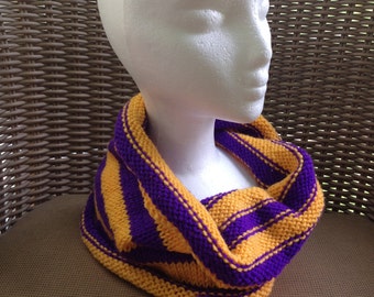 Cozy Cowl in Purple and Gold Acrylic -- for Yoga, Spiritwear, and Activewear