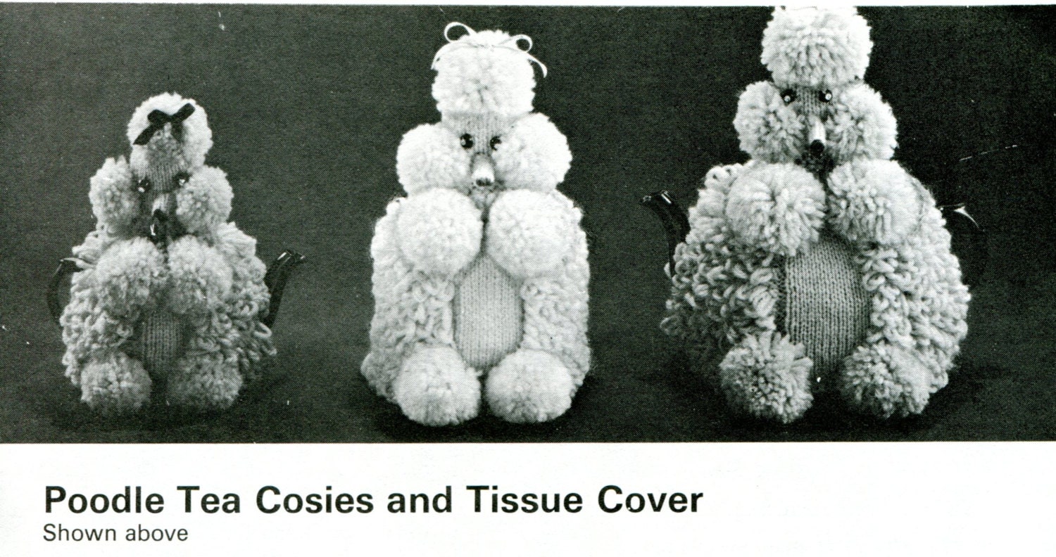1960s Poodle Teapot Cosies with Pompoms Knitting Pattern