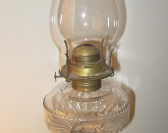 Antique Dogtooth Pattern Glass Oil Lamp1890