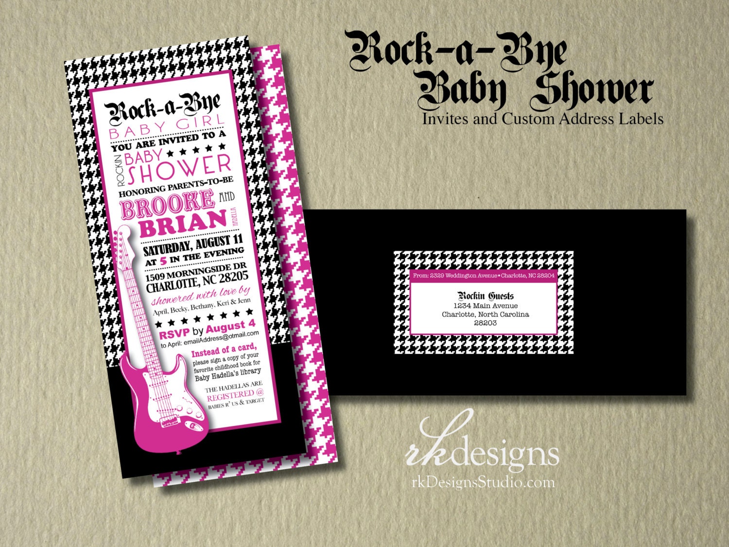 Rock And Roll Themed Baby Shower Invitations 7