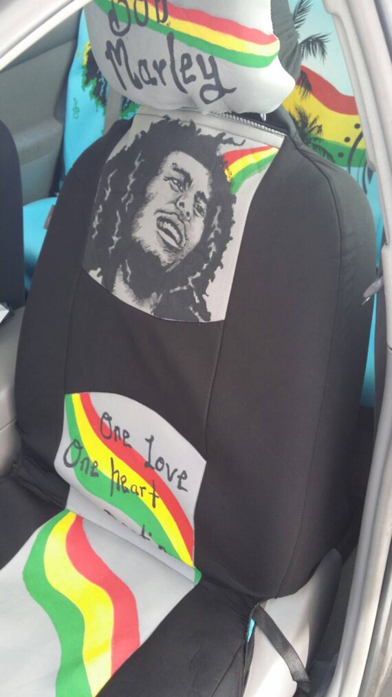 2 Front Seat Bob Marley Grey Rasta Car Covers 2 Front Seat Bob Marley Grey Rasta Car Covers