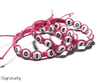 Child Phone Number Bracelet, Contact Bracelet, Date Bracelet, Date of Birth Bracelet, Numbers Bracelet, Cord Kid Bracelet, Kids Jewelry