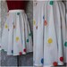 Vintage 1980's White Cotton Skirt with Polka Dots Small
