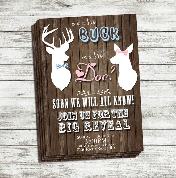 Buck or Doe Gender Reveal Party Invitation by LaughingWillowDesign