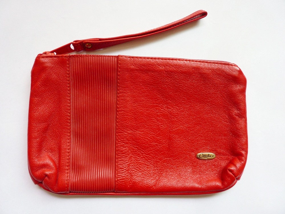 red leather clutch purse