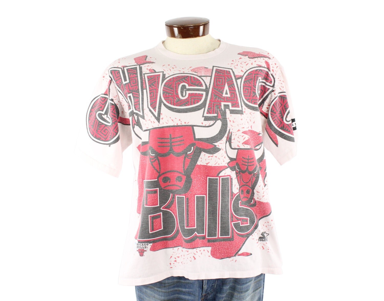 Vintage 90s Chicago Bulls T Shirt Starter Basketball Screen