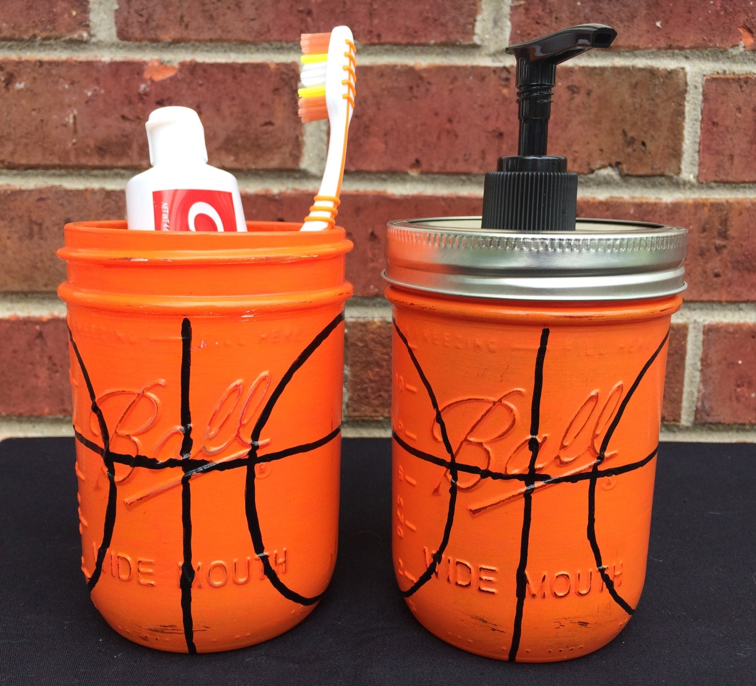 Hand Painted Basketball Soap Dispenser. Basketball Bathroom