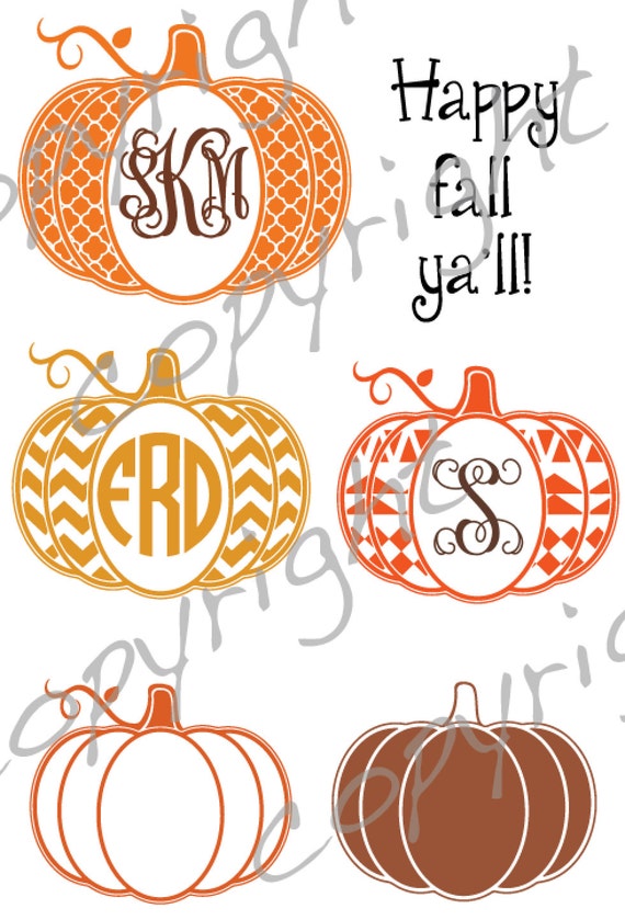 Download Pumpkin cut file with place for monogram Chevron aztec