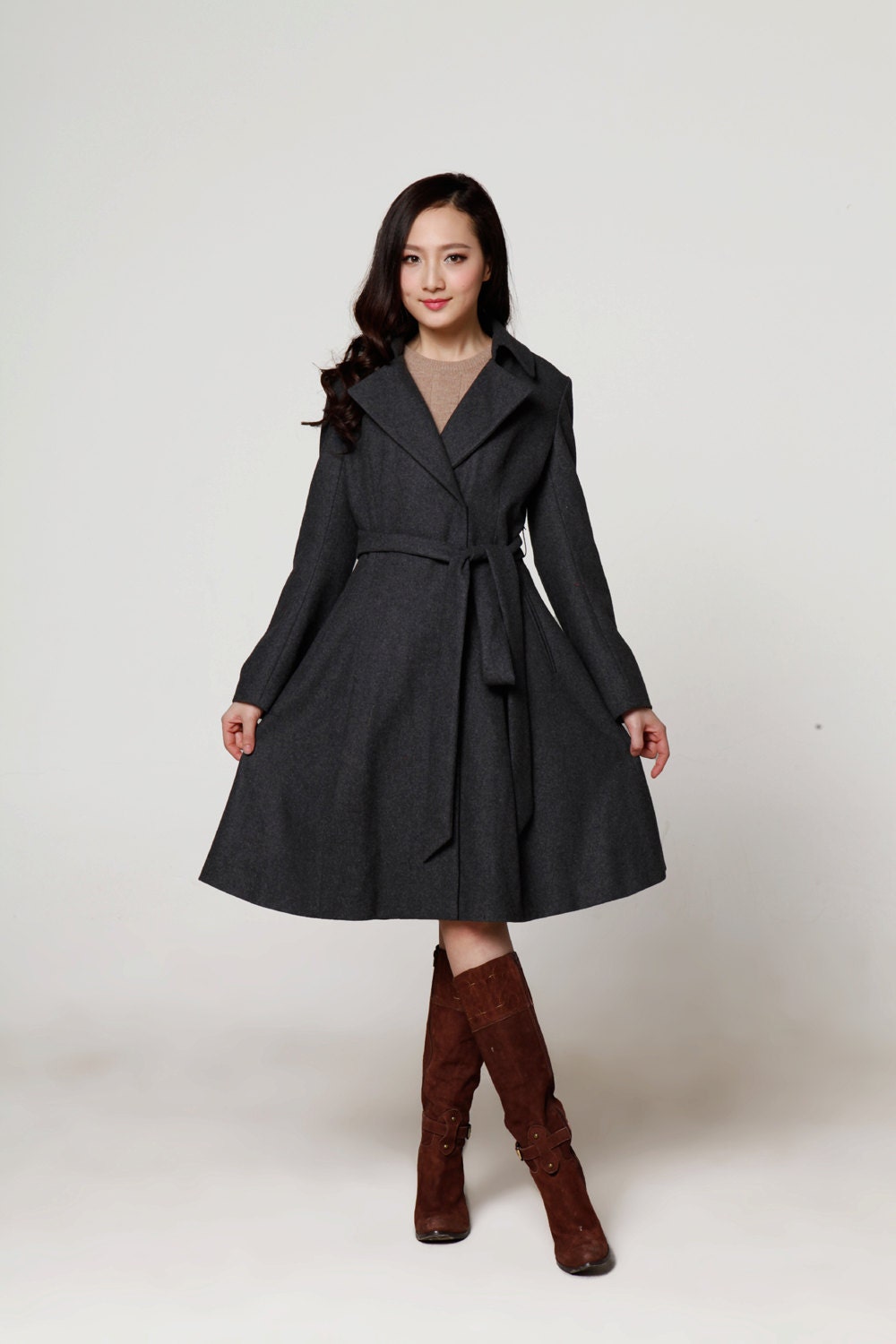dark grey wool coat ladies