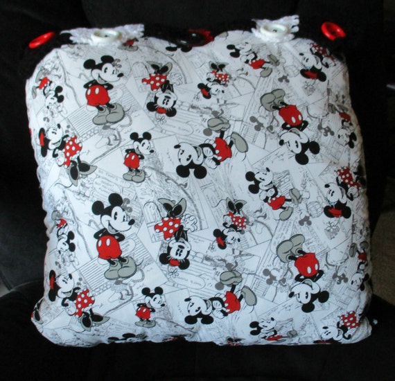 Decorative Theme Pillow Mickey Mouse Fabric and by PeacefulTyme