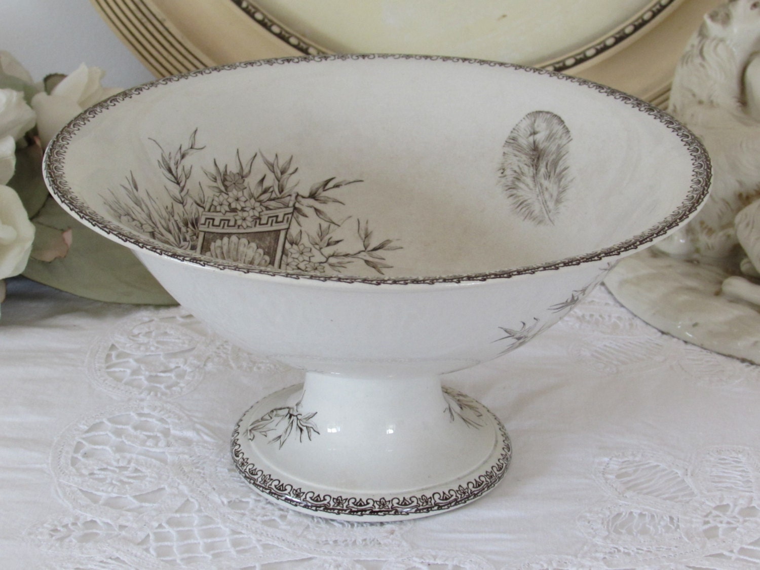 Antique French stunning compote bowl presentation dish