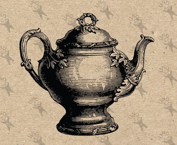 Vintage Image retro drawing Teapot Pot Instant Download