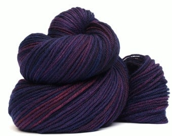 Hand Dyed Worsted Weight Yarn, 327 yards, 100% Superwash Merino, Jeweled Violet
