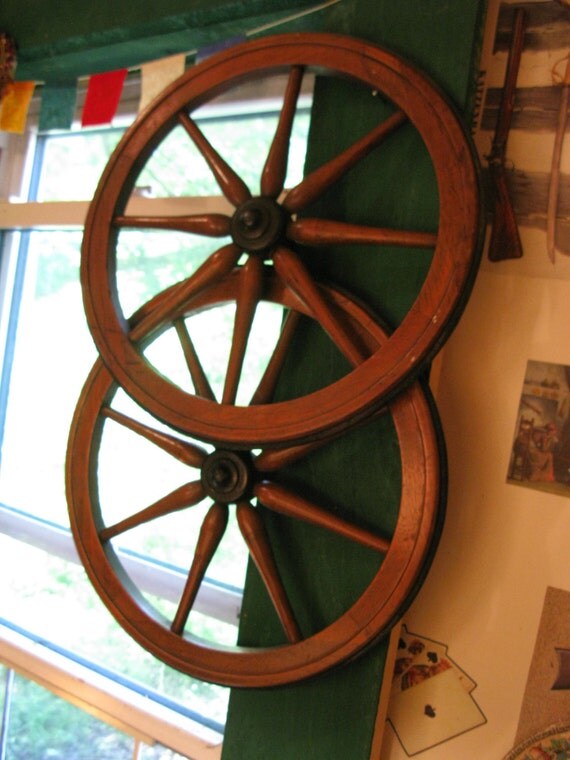 Two Cherry Wheels From Antique Tea Cart