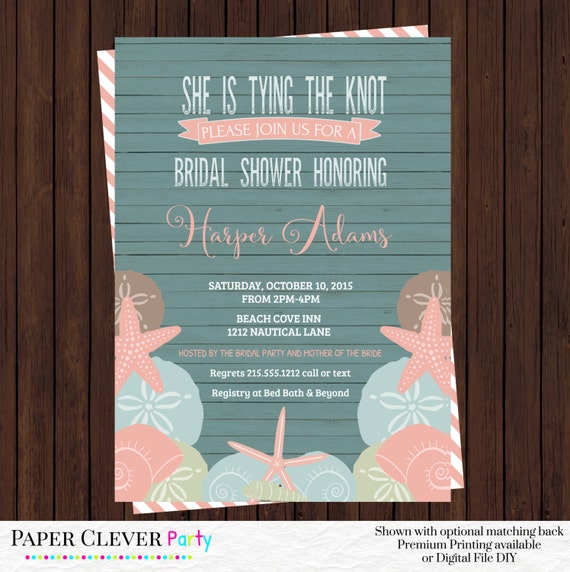 Beach Bridal Shower Invitations Shabby Chic By Papercleverparty