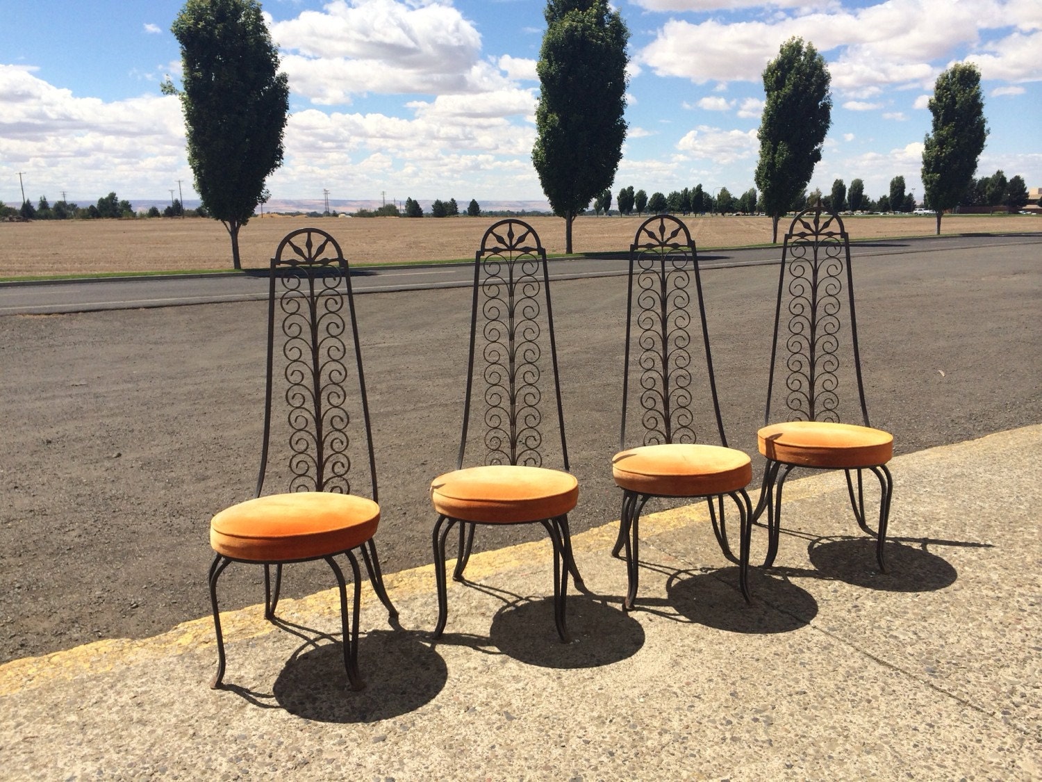 Patio Set Wrought Iron Patio Furniture Spanish Revival Style Salterini Outdoor Set Of 4 Vintage Heavy