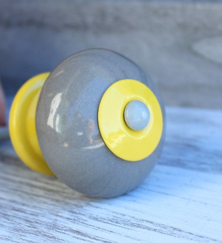 Yellow & Gray Knob Nursery Knob Knob Dresser Knob