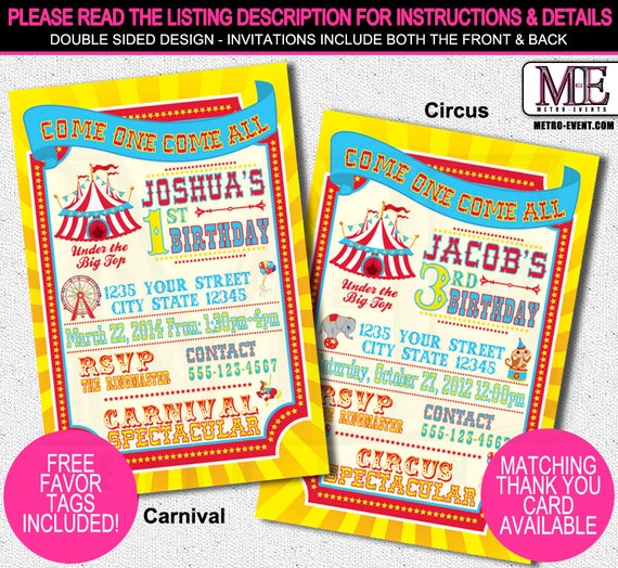 Bright Colored Carnival Party Invitations by Metro-Designs Graphic ...