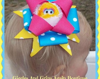Big Bird, Cookie Monster or Elmo Over the TOP - Hair Bow and Band - Also Available in Cookie Monster and Elmo